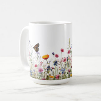 Wildblumen-Schmetterling-Botanischer-Garten-Blumen Kaffeetasse