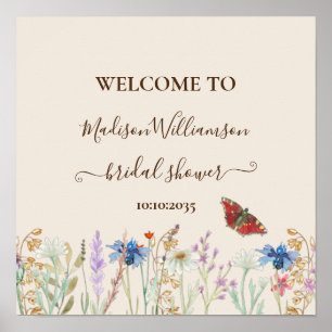 Wildblumen Schmetterling Brautparty Willkommen Poster