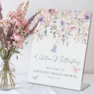 Wildblumen Schmetterling Brautparty Willkommenssch Sockelschild