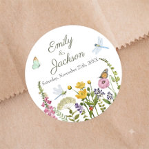 Wildblumen Schmetterling Libelle Aquarell Hochzeit