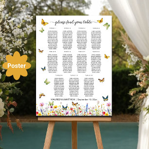 Wildblumen Schmetterlinge 11 Tische Hochzeitssitze Poster