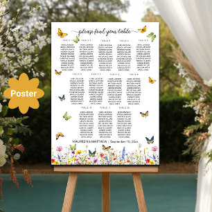 Wildblumen Schmetterlinge 12 Tische Hochzeitssitze Poster