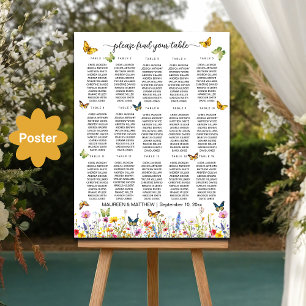 Wildblumen Schmetterlinge 15 Tische Hochzeit Poster