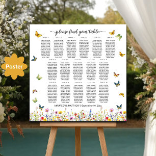 Wildblumen Schmetterlinge 16 Tische Hochzeit Poster