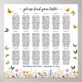 Wildblumen Schmetterlinge 18 Tische Hochzeitssitze Poster (Vorne)