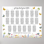 Wildblumen Schmetterlinge 20 Tische Hochzeitssitze Poster (Vorne)