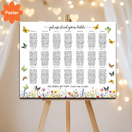 Wildblumen Schmetterlinge 21 Tische Hochzeitssitze Poster