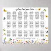 Wildblumen Schmetterlinge 21 Tische Hochzeitssitze Poster (Vorne)