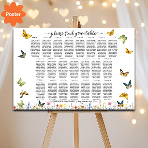 Wildblumen Schmetterlinge 22 Tische Hochzeitssitze Poster
