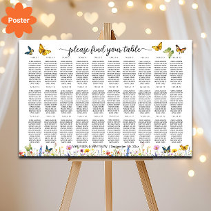 Wildblumen Schmetterlinge 30 Tische Hochzeitssitze Poster