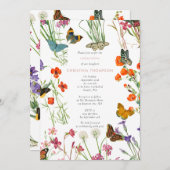 Wildblumen Schmetterlinge beweihen Taufe Einladung (Vorne/Hinten)