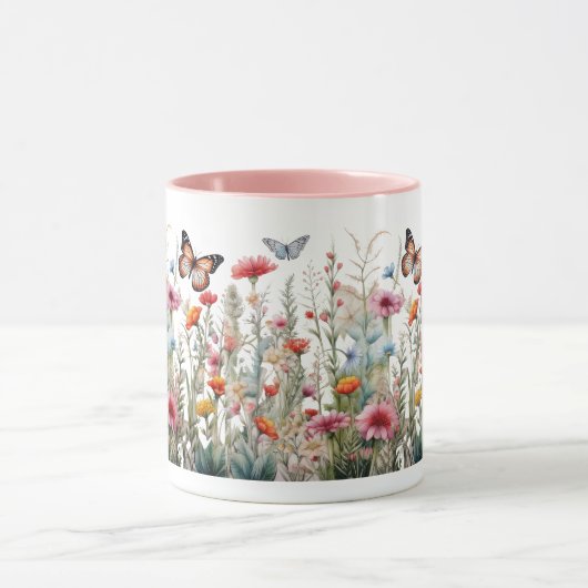 Wildblumen Schmetterlinge Blume Café Tasse (Zentrum)