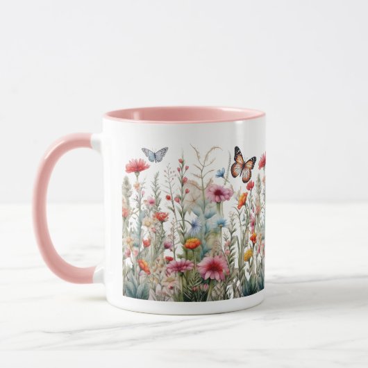 Wildblumen Schmetterlinge Blume Café Tasse (Links)