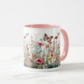 Wildblumen Schmetterlinge Blume Café Tasse (VorderseiteRechts)