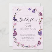 Wildblumen Schmetterlinge Blumenrahmen Brautparty Einladung (Vorderseite)