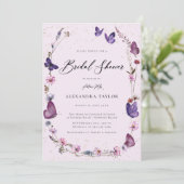 Wildblumen Schmetterlinge Blumenrahmen Brautparty Einladung (Stehend Vorderseite)