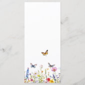 Wildblumen Schmetterlinge Elegant 4x9'' Hochzeit Menükarte (Rückseite)