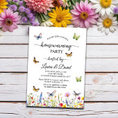 Wildblumen Schmetterlinge Elegantes Party Einladung