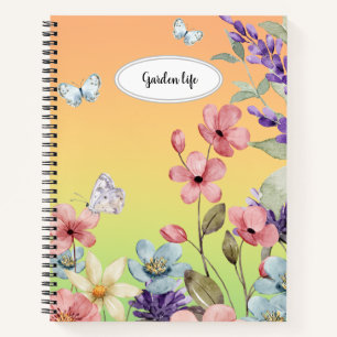 Wildblumen & Schmetterlinge feminine verblichene A Notizblock