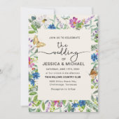 Wildblumen Schmetterlinge handschriftlich Einladung (Vorderseite)