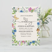 Wildblumen Schmetterlinge handschriftlich Einladung (Stehend Vorderseite)