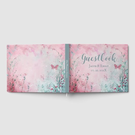 Wildblumen & Schmetterlinge Hochzeit individuell a Gästebuch (Voll)