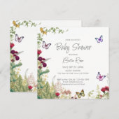 Wildblumen Schmetterlinge Kinderdusche Einladung (Vorne/Hinten)