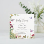 Wildblumen Schmetterlinge Kinderdusche Einladung (Stehend Vorderseite)