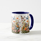 Wildblumen Schmetterlinge Wasserfarben Garten Blum Tasse (VorderseiteRechts)