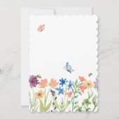 Wildblumen Schmetterlinge Wasserfarben Kinderdusch Einladung (Rückseite)