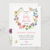 Wildblumen Schmetterlinge Wasserfarben Kinderdusch Einladung (Vorne/Hinten)