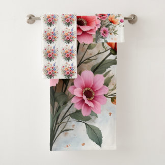 Wildblumen Schöne Moderne Luxus-Kollektion Badhandtuch Set
