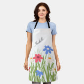 Wildblumen-Schriftzug Florale Gartenkunst Schürze (Getragen)
