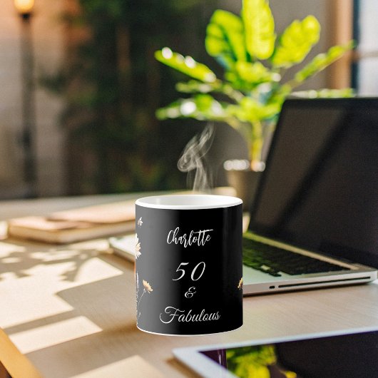 Wildblumen schwarz gelb 50 fabelhafte Geburtstage Kaffeetasse
