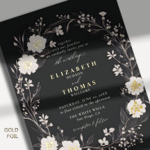 Wildblumen Schwarz-weiß kühl Gold Elegante Hochzei