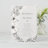 Wildblumen Schwarze Elfenbeinküche Einladung (Stehend Vorderseite)