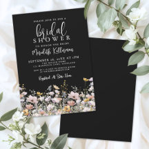 Wildblumen Schwarze Florale Brautparty