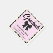 Wildblumen Schwarze Gingan-Schleife Abschlussfeier Serviette (Ecke)