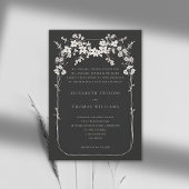 Wildblumen Schwarzer Boho Bogenschießen-Hochzeit Einladung