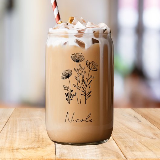 Wildblumen Schwarzer handzeichnend individuelle Na Dosenglas