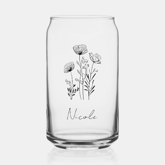 Wildblumen Schwarzer handzeichnend individuelle Na Dosenglas (Vorderseite)
