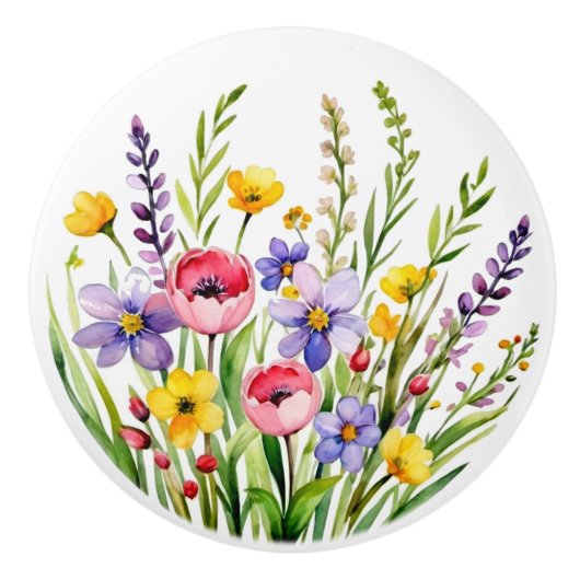 Wildblumen sechs keramikknauf (Vorderseite)