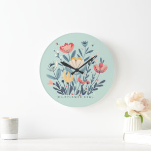 Wildblumen-Seele Boho-Floral-Botanische Wanduhr