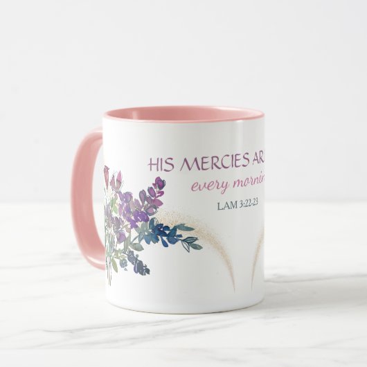 Wildblumen Seine Barmherzigkeit sind neue Christli Tasse (Vorderseite Links)