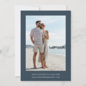 Wildblumen Silhouette Hochzeit Foto Navy Blue Save The Date (Rückseite)