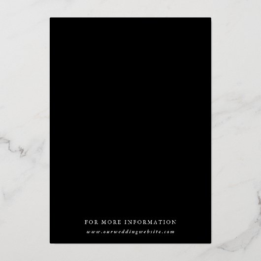 Wildblumen Silhouette Wreath Black Wedding Silver Folieneinladung (Rückseite)