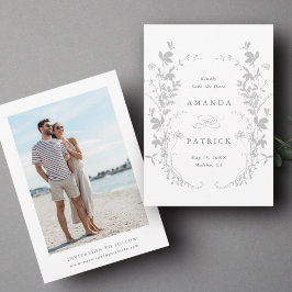 Wildblumen Silhouette Wreath Wedding Foto Grau Save The Date