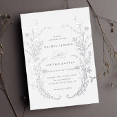 Wildblumen Silhouette Wreath Wedding Silver Folieneinladung