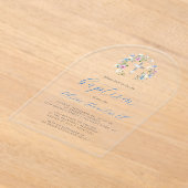 Wildblumen Silver Cross Blue Script Boy Taufe Acryleinladungen (Ablage )