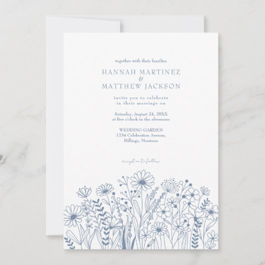 Wildblumen Simple Boho Hochzeit Einladung (Vorderseite)